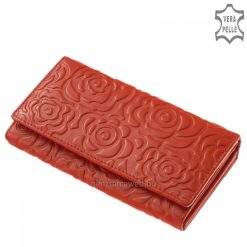Kellemes belső elosztású, brifkó fazonú minőségi női bőr pénztárca piros színben, mely valódi bőrből gyártott első osztályú termék.