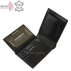 Elegáns, fényes felületű valódi bőr, minőségi férfi pénztárca RFID védelemmel fekete színben klasszikus stílusban. Díszdobozban küldjük.