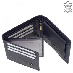 Minőségi, kék színű, klasszikus stílusú, igazi bőr férfi pénztárca, mely a Corvo Bianco Luxury férfiaknak készített márkás modellje.
