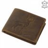 Valódi marhabőrből készült, vintage barna, vadász férfi bőr pénztárca a GreenDeed kollekció egyik legújabb mintával díszített darabja.