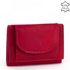 Minőségi, tartós nappa bőrből készült piros női bőr pénztárca, amely a La Scala márkás, patentos fedéllel rendelkező kisméretű termék.
