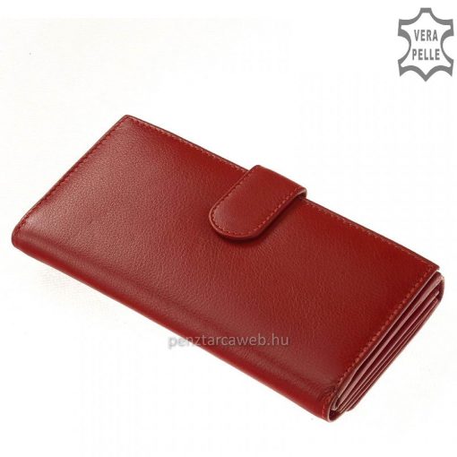 Prémium minőségű klasszikus bőrből készült, LA SCALA bőrbe nyomott elegáns logós fedéllel tervezett, nagy méretű piros női pénztárca.