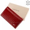NICOLE márkájú fényes lakk bőr női pénztárca, crcoco mintával divatos piros színben, prémium minőségben gyártott divatos modell.