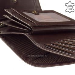 VESTER LUXURY logós, exkluzív megjelenésű, kiváló minőségű bőrből legyártott elegáns sötétbarna színű női bőr pénztárca. Díszdobozos modell.