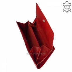 Nagy méretű, valódi bőrből készült női bőr pénztárca divatos virágmintázattal piros színben, mely Giultieri kollekciónk egyik legújabb terméke