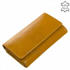Nagy méretű, klasszikus női bőr pénztárca, mely többféle elegáns színben így ebben a csodás sárga színben is megvásárolható.