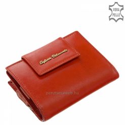 Elegáns kis méretű női bőr pénztárca modell, mely kiváló minőségű valódi bőr felhasználásával készült piros színű klasszikus külsővel.