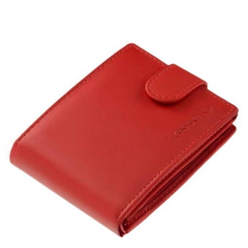 Kis méretű, valódi természetes bőr felhasználásával készült klasszikus stílusú, piros női bőr pénztárca, minden zsebben kényelmesen elfér.