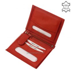 La Scala márkás álló kialakítású valódi bőr irattartó pénztárca, praktikus belső kialakítással készítve, divatos piros színben,