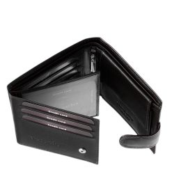 Nagyon praktikus és egyben elegáns valódi bőr férfi pénztárca a Tesselo márkacsaládból, amely fekete színben készült. Díszdobozos kivitelben.