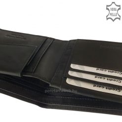 Biztonságosan, átkapcsolóval zárható, minőségi és egyedi valódi bőr pénztárca fekete színben Giultieri férfi modellünk. Díszdobozos modell!
