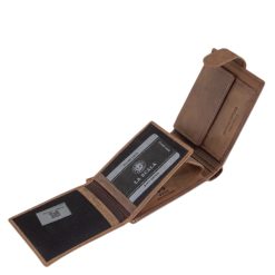 Ez a valódi bőr férfi pénztárca modellünk a La Scala Luxury kollekciójának legújabb RFID védett darabja, barna színben, díszdobozban.