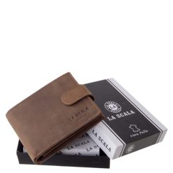 Ez a valódi bőr férfi pénztárca modellünk a La Scala Luxury kollekciójának legújabb RFID védett darabja, barna színben, díszdobozban.