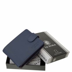Kiváló minőségű, valódi bőr felhasználásával készült, klasszikus kék színű férfi bőr pénztárca RFID védelemmel ellátva. Díszdobozban.