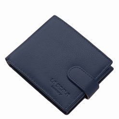 RFID védelemmel ellátott elegáns férfi bőr pénztárca kék színben, amely tökéletes a mindennapi használatra, valódi bőrből.