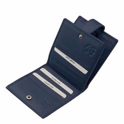 Minőségi bőrből készült, RFID védelemmel ellátott márkás férfi bőr pénztárca, igazán elegáns kék színben, stílusos díszdobozban.