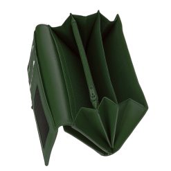 Elegáns, stílusos női igazi bőr La Scala márkás pénztárca zöld színben, RFID védelemmel ellátva, különleges díszdobozba csomagolva.