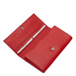 La Scala márkás, igazi bőr, női nagy méretű piros színű pénztárca modell, minőségi díszdobozba csomagolva, RFID védelemmel ellátva.