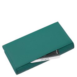 La Scala márkás, igazi bőr, női nagy méretű türkiz színű pénztárca modell, minőségi díszdobozba csomagolva, RFID védelemmel ellátva.