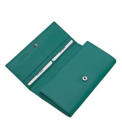 La Scala márkás, igazi bőr, női nagy méretű türkiz színű pénztárca modell, minőségi díszdobozba csomagolva, RFID védelemmel ellátva.