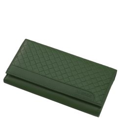 La Scala márkás, igazi bőr, női nagy méretű zöld színű pénztárca modell, minőségi díszdobozba csomagolva, RFID védelemmel ellátva.
