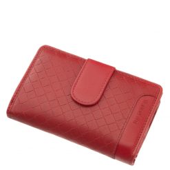 Tetszetős, dekoratív, kellemes, puha tapintású valódi bőr női pénztárca modell piros színben, díszdobozban, RFID védelemmel ellátva.
