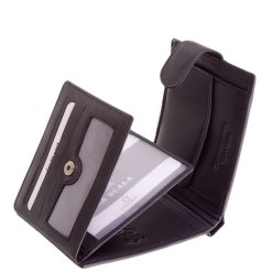 Mutatós, márkás, igazi bőr, elegáns fekete férfi pénztárca, RFID védelemmel ellátva, minőségi és stílusban hozzáillő díszdobozban.