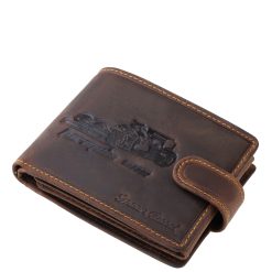 Új autós férfi pénztárca modell, mely valódi bőr felhasználásával készült, fedelét egyedi forma 1-es autó benyomata díszíti.