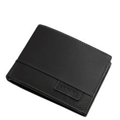 Kiváló minőségű, igazi bőrből készült, puha tapintású, La Scala márkájú, elegáns, dizájnos, fekete színű bőr férfi pénztárca modell díszdobozba csomagolva.