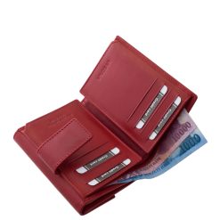 Divatos női bőr pénztárca modell, piros színben, stílusos külsővel rendelkező kis méretű modell a La Scala márkacsaládtól. Díszdobozban forgalmazott.