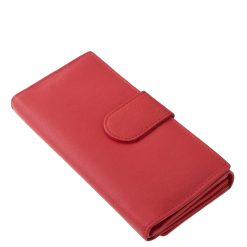Prémium minőségű klasszikus bőrből készült, LA SCALA bőrbe nyomott elegáns logós fedéllel tervezett, nagy méretű piros női pénztárca.